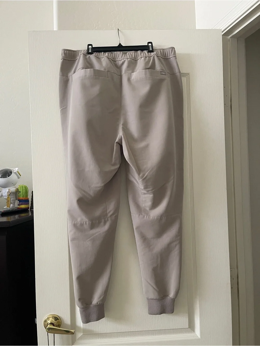 Figs Men's Joggers in Taupe with Maroon Drawstring